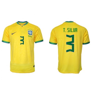 Brazil Thiago Silva #3 Replica Home Stadium Shirt World Cup 2022 Short Sleeve